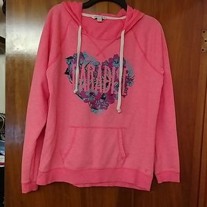 AEO "Paradise" coral colored hoodie sweatshirt